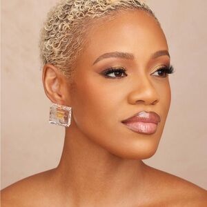 Archived Khoi Quil Luxurious Gold and Clear Statement Earrings